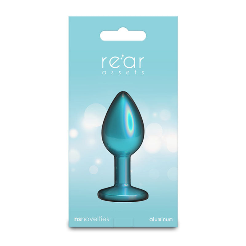 Rear Assets Iridescent Metal Butt Plug – Lightweight Anal Plug with Round Gem Base (Small, Medium) > Anal Range > Butt Plugs