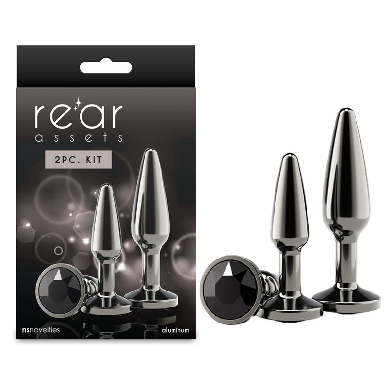 Rear Assets Tapered Trainer Kit (Gunmetal Grey) – Lightweight Chrome-Plated Metal Butt Plug Set of 2 Sizes Chrome > Anal Range > Butt Plug Kits