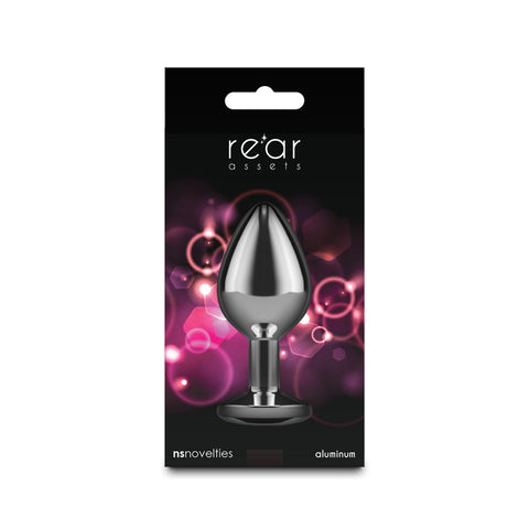 Rear Assets Medium Metal Butt Plug with Pink Gem Base > Anal Range > Jewel Butt Plugs