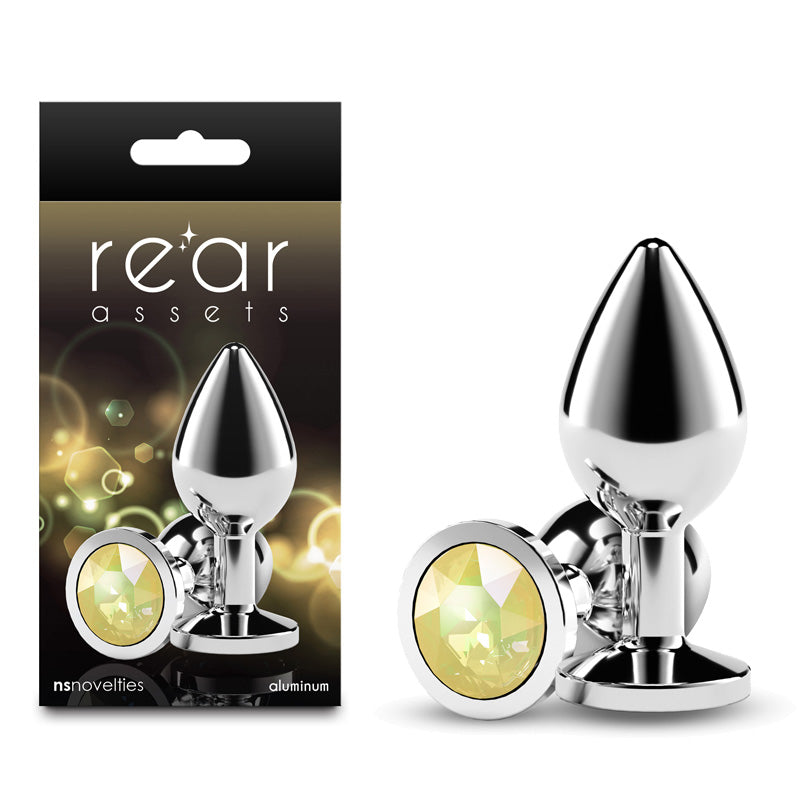 Rear Assets Silver Medium (Yellow Gem) Lightweight Chrome-Plated Aluminum Anal Plug > Anal Range > Jewel Butt Plugs