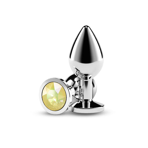 Rear Assets Silver Medium (Yellow Gem) Lightweight Chrome-Plated Aluminum Anal Plug > Anal Range > Jewel Butt Plugs