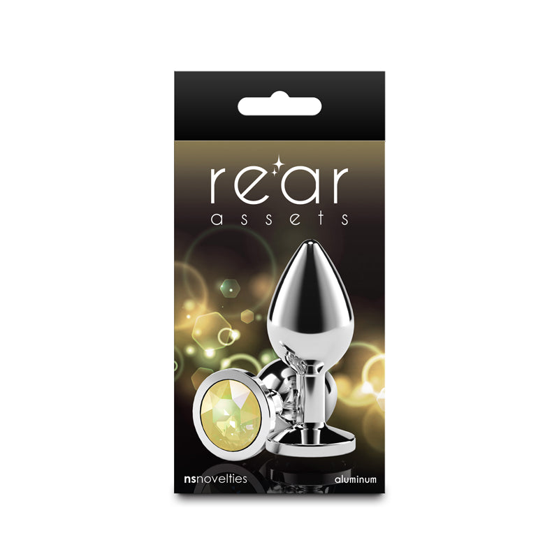 Rear Assets Silver Medium (Yellow Gem) Lightweight Chrome-Plated Aluminum Anal Plug > Anal Range > Jewel Butt Plugs
