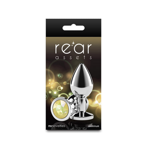 Rear Assets Silver Medium (Yellow Gem) Lightweight Chrome-Plated Aluminum Anal Plug > Anal Range > Jewel Butt Plugs