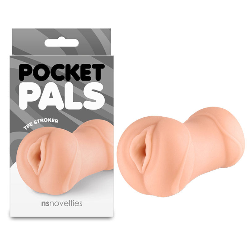 Pocket Pals Vagina Stroker – Body-Safe Masturbator Tan Strokers - Manual