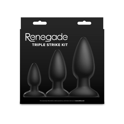 Renegade Triple Strike Kit (Black) – Butt Plug Set of 3 Sizes > Anal Range > Butt Plug Kits