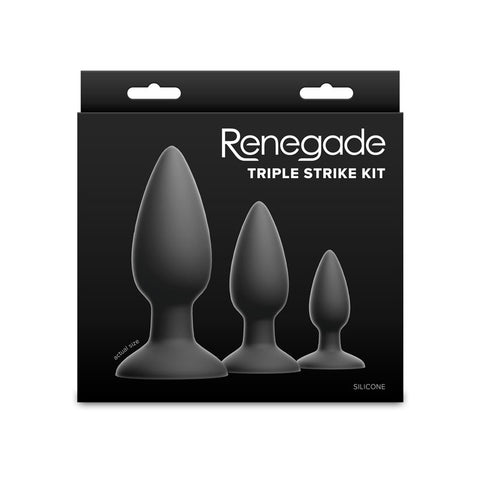 Renegade Triple Strike Kit (Black) – Butt Plug Set of 3 Sizes > Anal Range > Butt Plug Kits