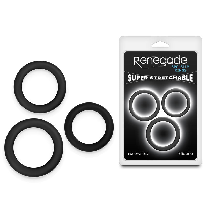 Renegade 3pc Slim Rings - - Cock Rings - Set of 3 Sizes Black COCK RINGS