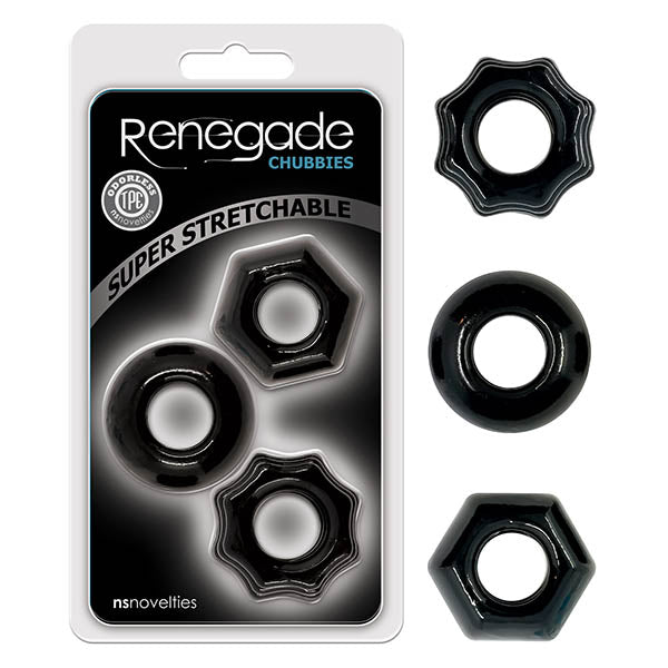 Renegade Chubbies – Stretchable Stackable Cock Rings Black > Cock Ring > Sets