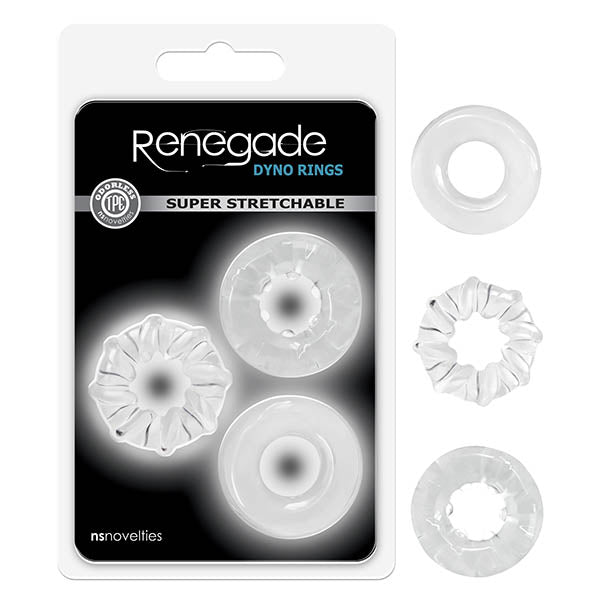 Renegade Dyno Rings Clear Cock Rings Set of 3 Clear COCK RING Set