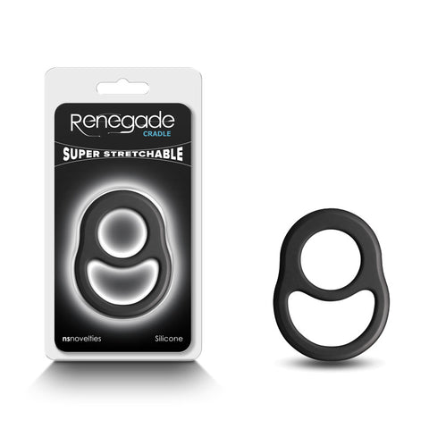 Renegade Cradle Cock and Balls Ring for Enhanced Pleasure and Comfort Black COCK RINGS Sling