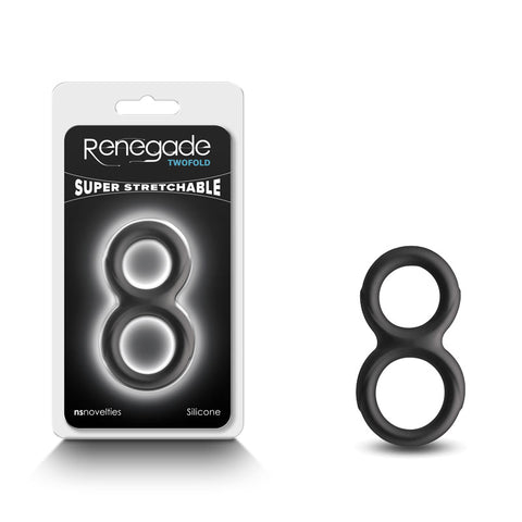 Renegade Twofold Cock and Balls Rings for Enhanced Pleasure and Comfort Black COCK RING Set