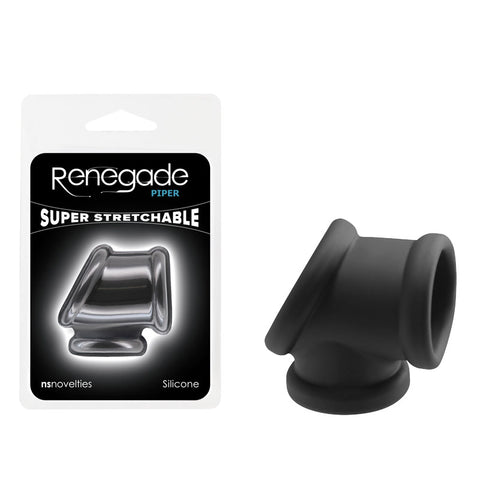 Renegade Piper - Soft Silicone Cock and Balls Ring 4.9 cm Black COCK RINGS