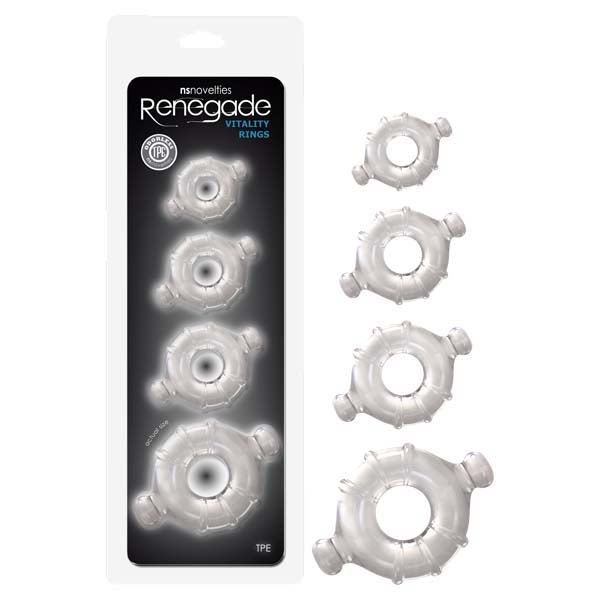 Renegade Vitality Rings (3 Colors) – Set of 4 Pliable Cock Rings Clear > Cock Ring > Sets Main image