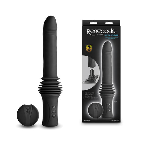 Renegade Super Stroker - Rechargeable Thrusting Vibrator Black DONGS Thrusting