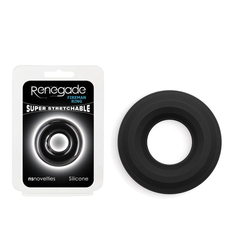 Renegade Fireman Ring - Small - Silicone Comfort Fit - Super Stretch Black COCK RINGS