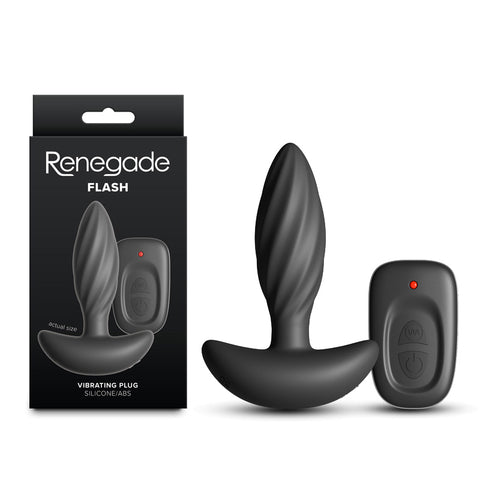Renegade Flash – USB Rechargeable Wireless Remote-Controlled Vibrating Butt Plug Black > Anal Range > Vibrating Butt Plugs