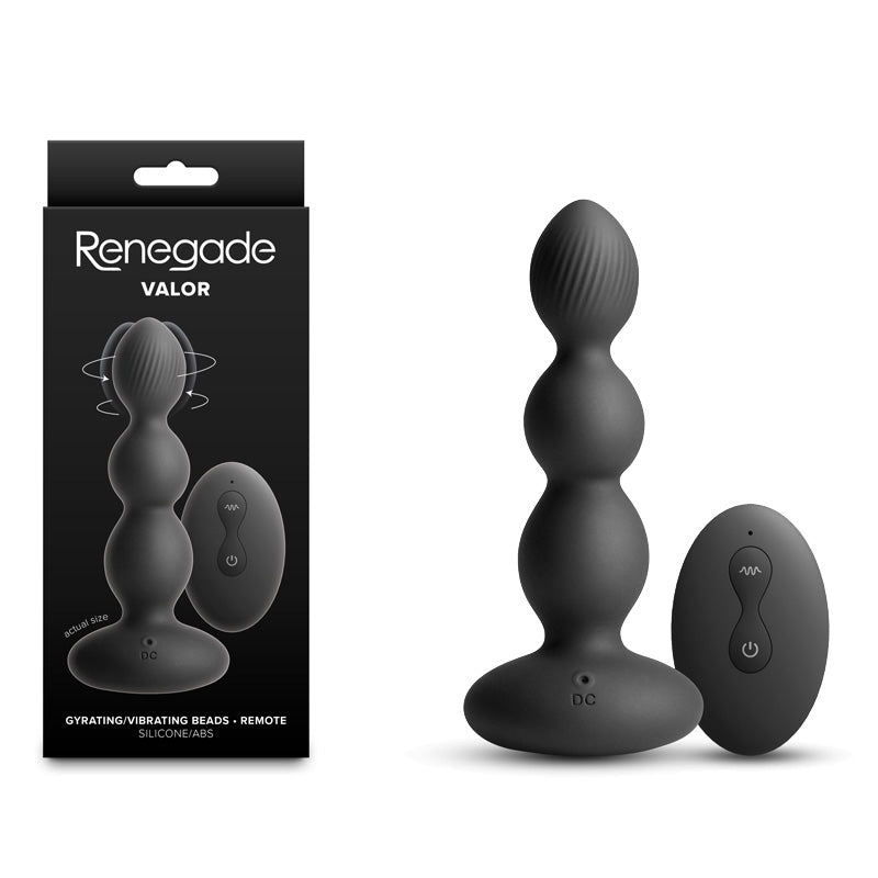 Renegade Valor – USB Rechargeable Wireless Remote Vibrating Anal Beads 13.7 cm Black > Anal Range > Anal Beads