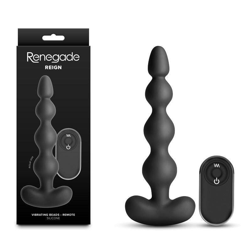 Renegade Reign – Waterproof USB Rechargeable Vibrating Anal Beads with Remote Black > Anal Range > Anal Beads
