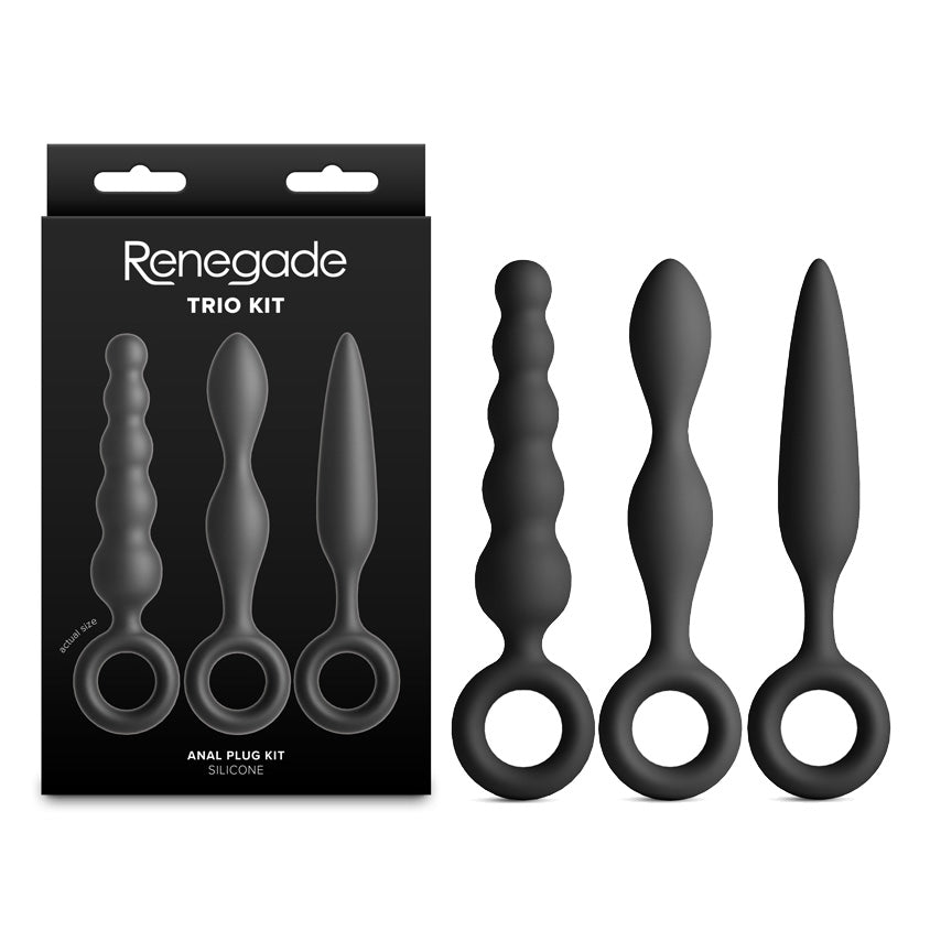 Renegade Trio Kit – Three-Piece Silicone Butt Plug Set Black > Anal Range > Butt Plug Kits Main image