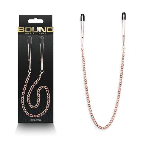 Bound Nipple Clamps - DC3 Nipple Clamps with Chain Set Rose Gold Nipple Clips