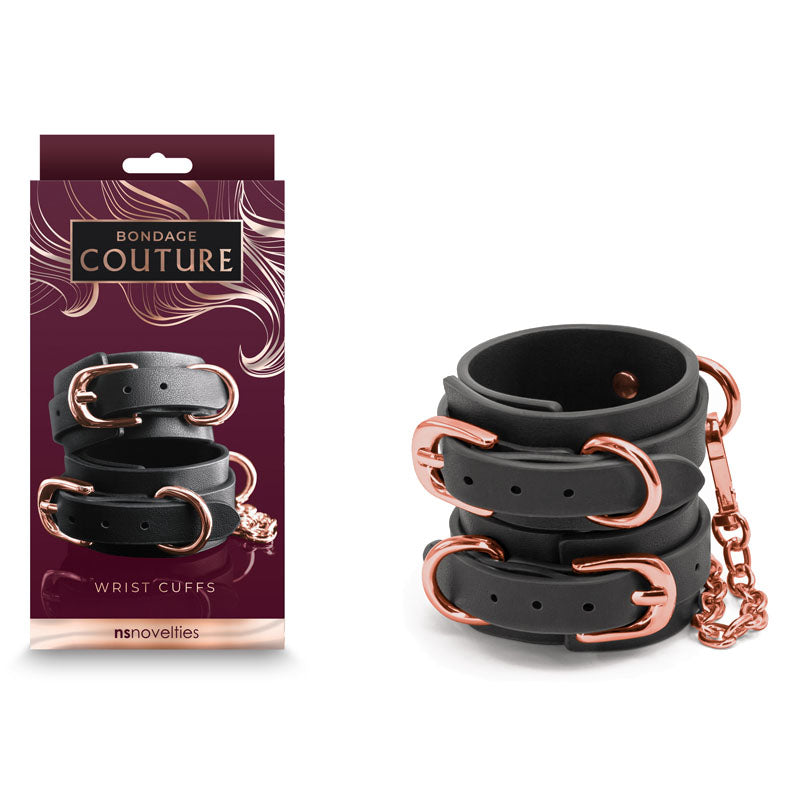 Bondage Couture Wrist Cuffs – Synthetic Material Nickel Free Hardware Restraints > Bondage Gear > Restraints Main image