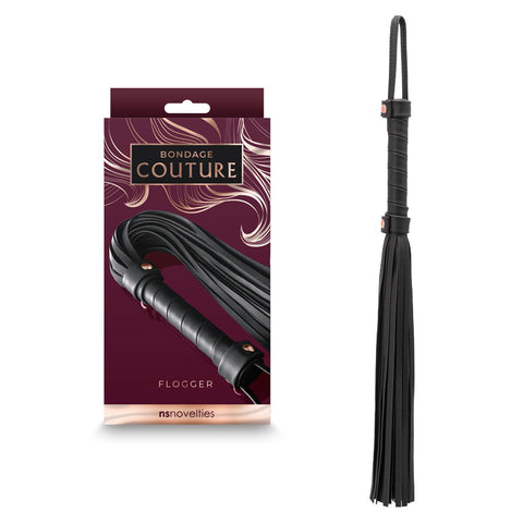 Bondage Couture Flogger Whip - Elegant Adult Sex Toy for Sensual Exploration Black BONDAGE-TOYS