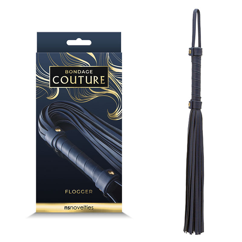 Bondage Couture Flogger Whip for Sensual Play and Exploration Blue Whips & Paddles