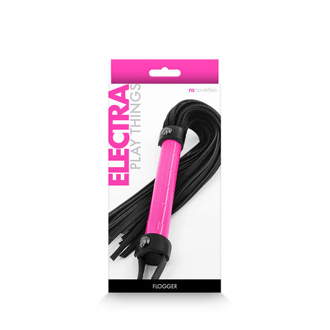 Electra Flogger Whip in Pink and Black - High Quality PU Synthetic and Microfibre Adult Toy Whips & Paddles