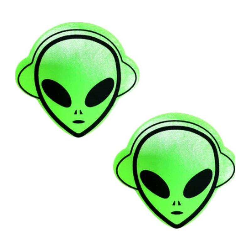 Nipztix Neon Green Blacklight Alien Pasties – Neon UV Reactive Adhesive Pasties > Clothes > Pasties Main image