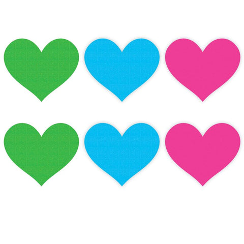 Neon Heart Pasties 3 Pk Green Blue Pink for Confident Style Pasties