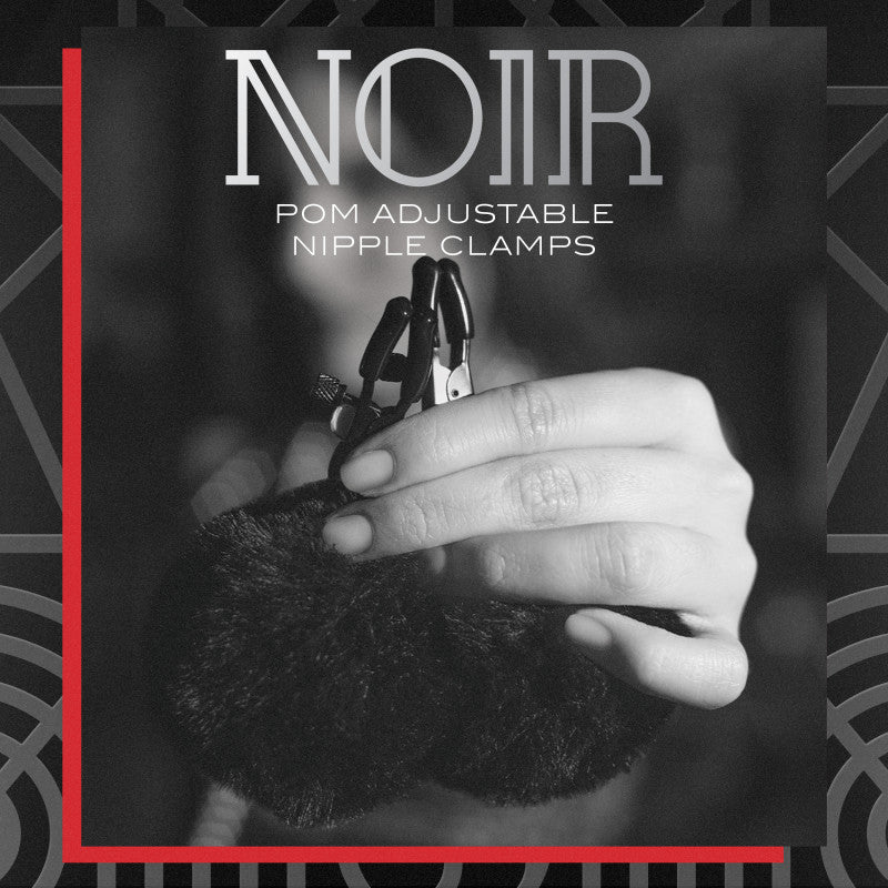 Noir Pom Adjustable Nipple Clamps Black Furry Nipple Clamps for Sensation Play > Bondage Gear > Nipple Clamps