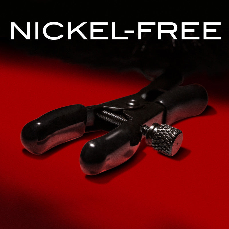 Noir Pom Adjustable Nipple Clamps Black Furry Nipple Clamps for Sensation Play > Bondage Gear > Nipple Clamps