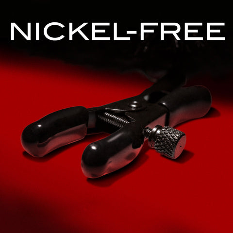 Noir Pom Adjustable Nipple Clamps Black Furry Nipple Clamps for Sensation Play > Bondage Gear > Nipple Clamps