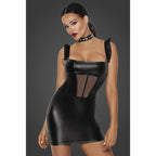 Noir Power Wetlook Short Dress with Front Tulle Inserts > Clothes > Womens Latex