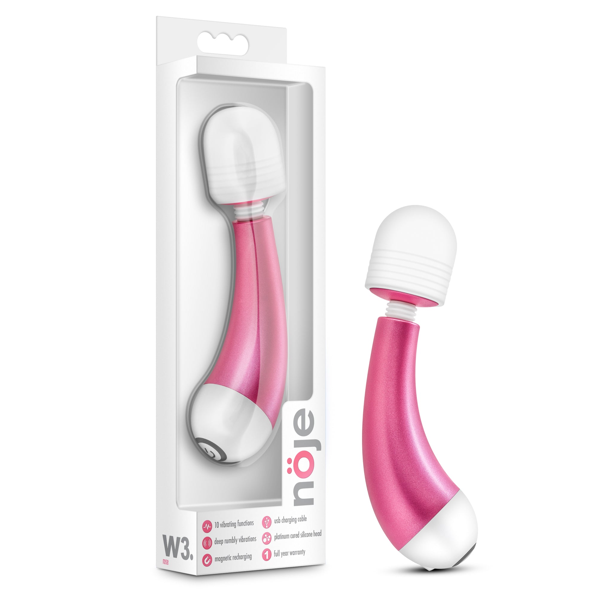 Noje W3 Rose 5.25 Inch Petite Vibrating Wand Electric Massager