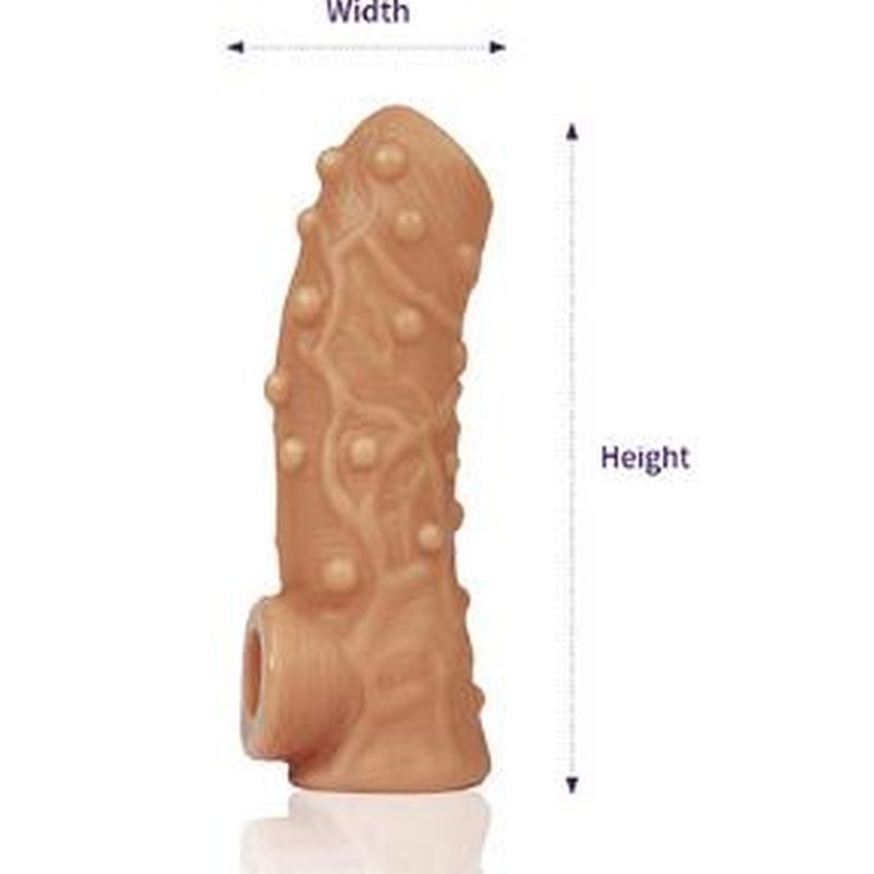 Nude Penis Sleeve Textured and Studded Soft Silicone Large Secondary image