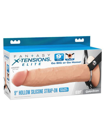 Fantasy X-Tensions Elite 9 Inch Hollow Strap-On (Light) – Silicone Strap-On Beige > Dildos > Strap On Dildos
