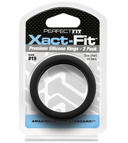 Xact-Fit Size 19 Cock Ring 2-Pack – Precise Fit Adult Toy Black COCK RING Set