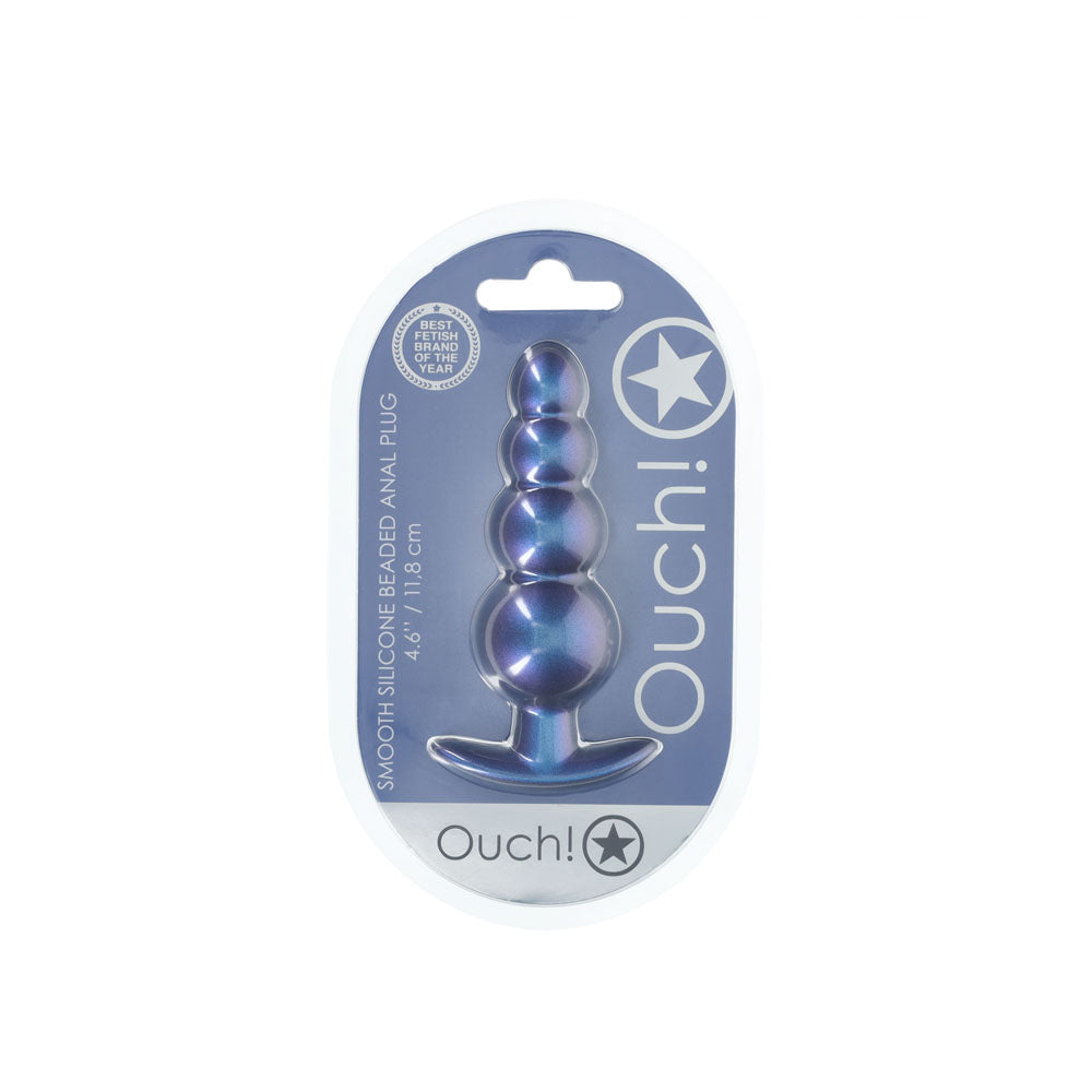 Ouch Beaded Anal Plug Metallic 11.7 Centimeter Butt Plug Butt Plugs