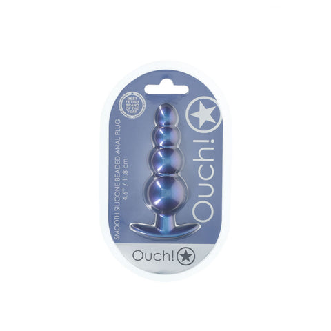Ouch Beaded Anal Plug Metallic 11.7 Centimeter Butt Plug Butt Plugs