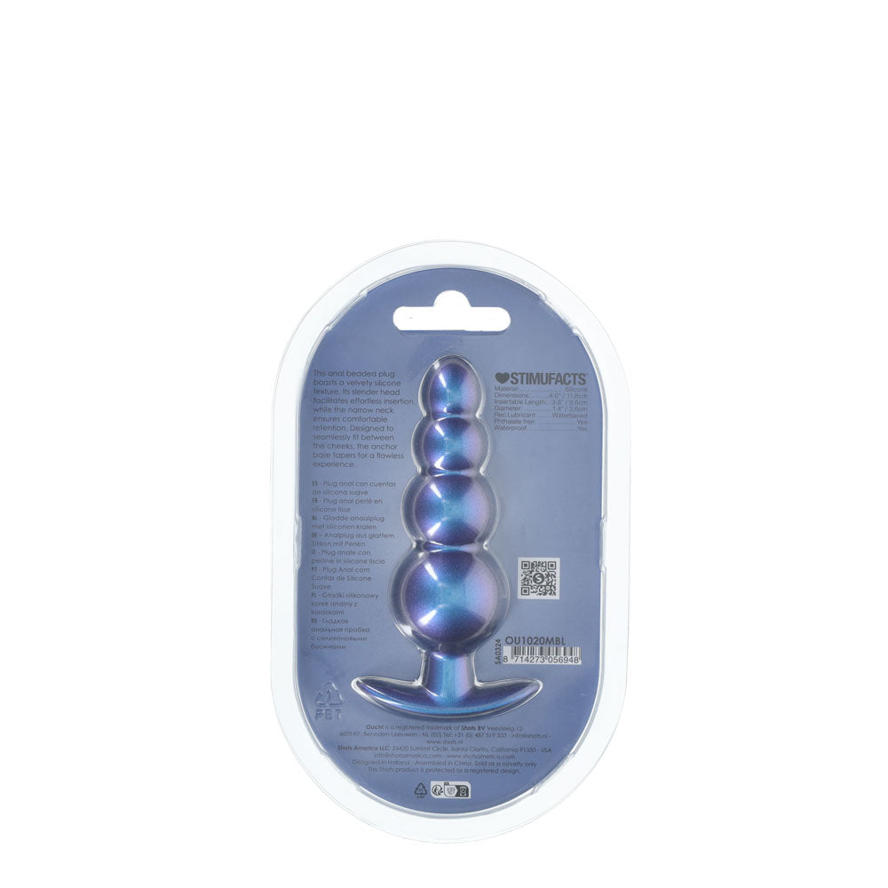 Ouch Beaded Anal Plug Metallic 11.7 Centimeter Butt Plug Butt Plugs