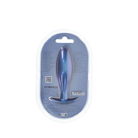 OUCH! Oval Anal Plug - Metallic Blue - Metallic Blue 11.7 cm Butt Plug Butt Plugs