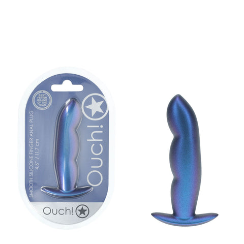 OUCH! Finger Anal Plug 11.7 cm Metallic Blue Silicone Butt Plug Default Title Butt Plugs
