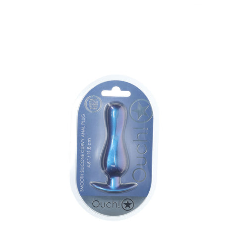 OUCH! Curvy Anal Plug 11.7 cm Metallic Blue Silicone Butt Plug Butt Plugs