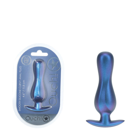 OUCH! Curvy Anal Plug 11.7 cm Metallic Blue Silicone Butt Plug Default Title Butt Plugs