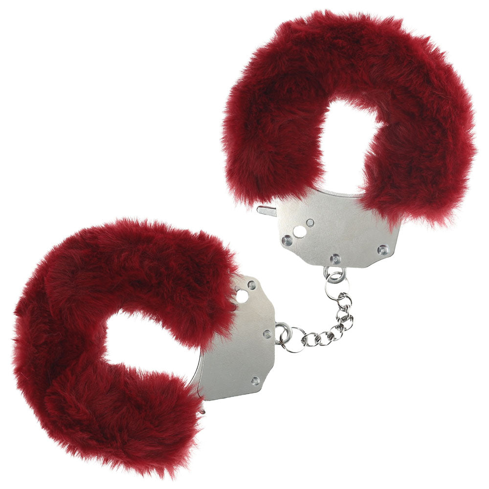 Ouch Heavy-Duty Fluffy Handcuffs – Secure Locking Restraints Red > Bondage Gear > Handcuffs