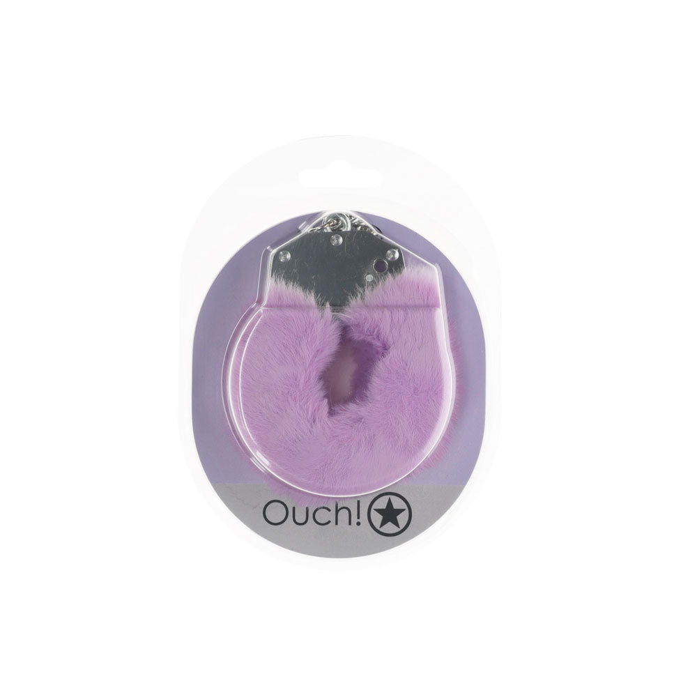 Ouch Heavy-Duty Fluffy Handcuffs – Lavender Fluffy Restraints Secondary image