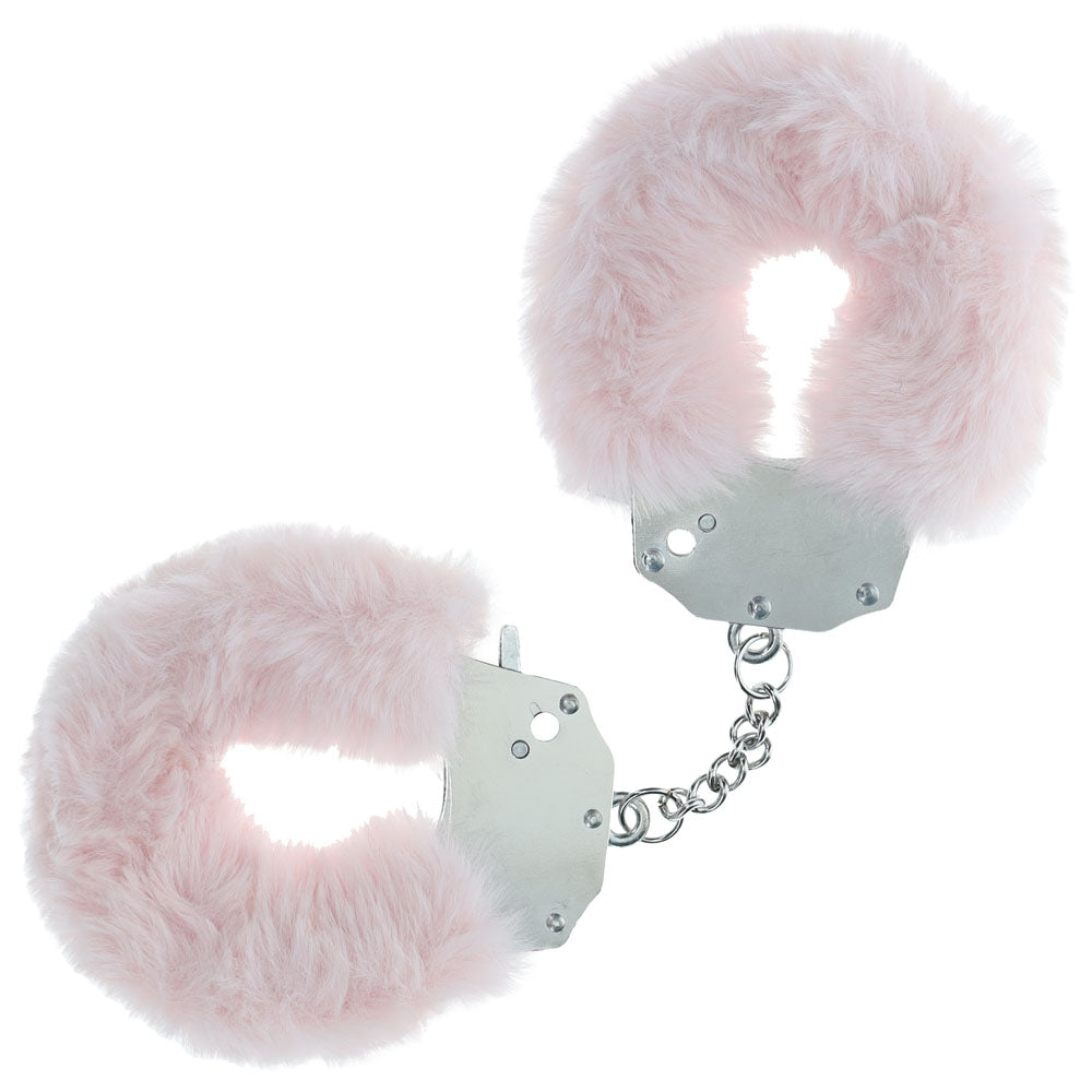 OUCH! Heavy-Duty Fluffy Cuffs - Powder - Powder Fluffy Restraints Pink > Bondage Gear > Restraints