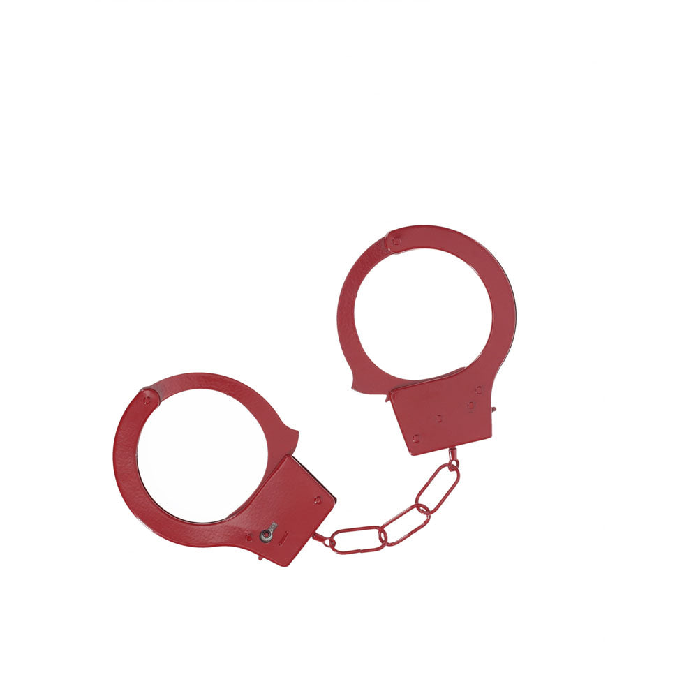 Ouch Classic Metal Cuffs Red Restraints Default Title > Bondage Gear > Handcuffs