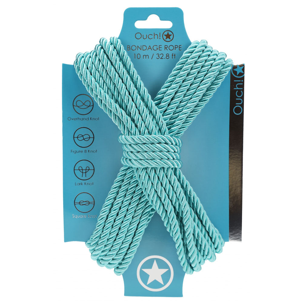 Ouch Bondage Rope 10 Metre Nylon Bondage Rope for Adventurous Play Blue BONDAGE-TOYS